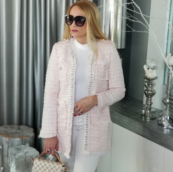 PINK TWEED BLAZER JACKET - Picture 9 of 9